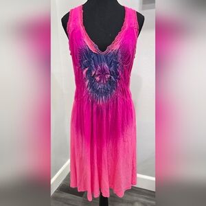 Miss Sixty Pink Ombre Tie-Dye Boho Dress – Made in Italy